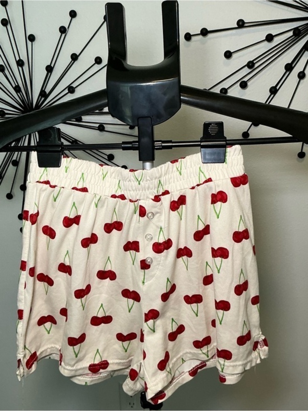 Cherry Print Pajama Shorts Y2K Lounge Sleep Shorts XS